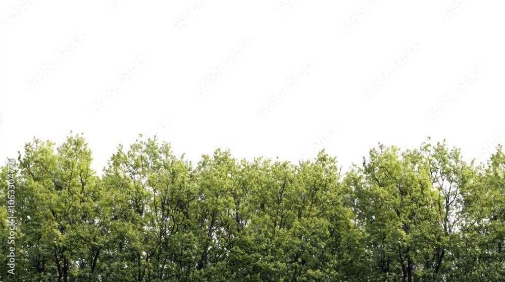 Fototapeta premium Green trees in the forest isolated on white background