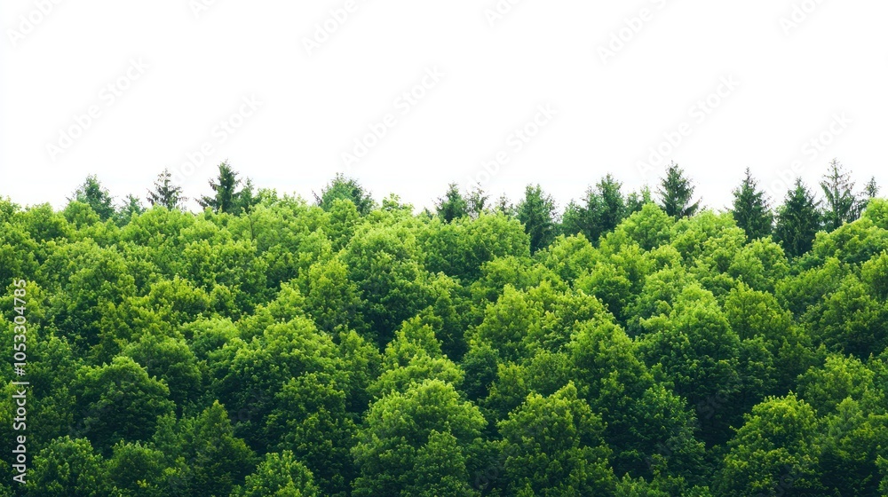 Green trees in the forest isolated on white background Green trees in the forest isolated on white background
