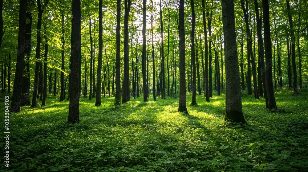 Green trees in the forest isolated on white background Green trees in the forest isolated on white background