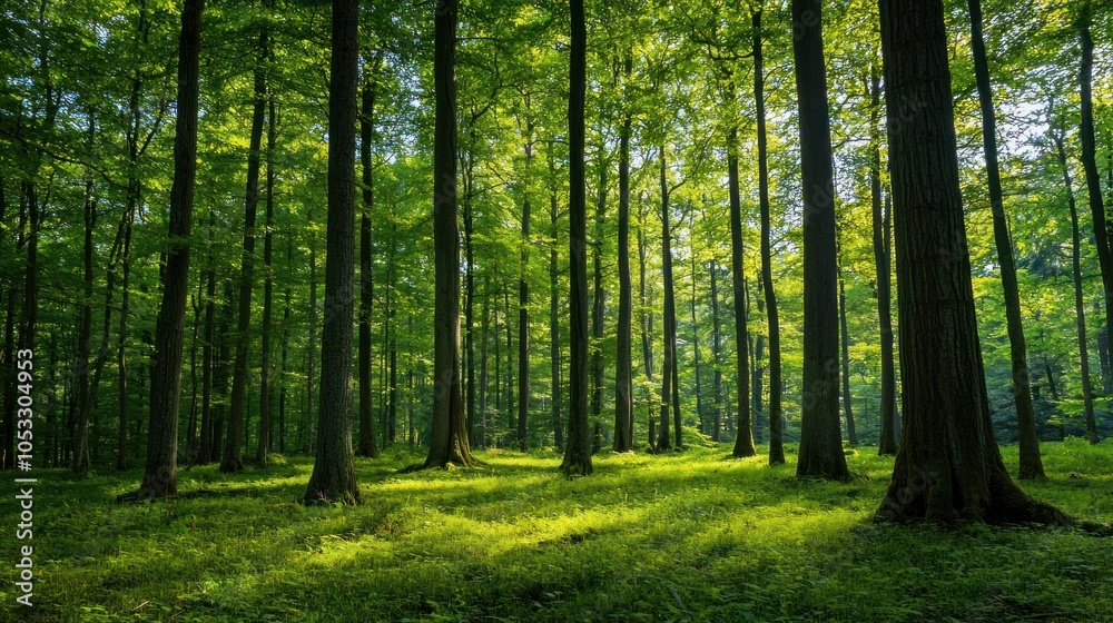 Green trees in the forest isolated on white background Green trees in the forest isolated on white background