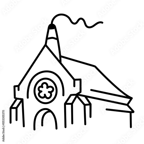 A doodle style icon of sainte chapelle 

