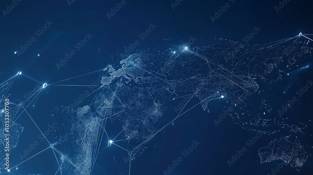 Digital Global Network with Connective Lines Digital Global Network with Connective Lines