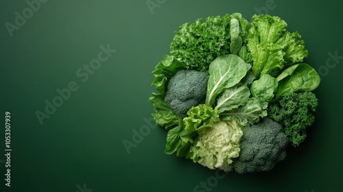 Wallpaper Mural Fresh Arrangement of Leafy Greens on Dark Background Torontodigital.ca