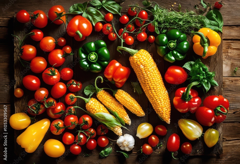 vibrant food flat lay featuring fresh colorful ingredients stunning culinary presentation, rainbow, lgbtq, lgbt, pride, love, equality, appetizer