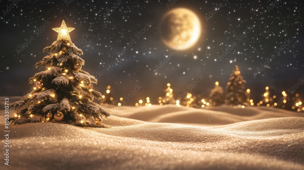 Magical Christmas Eve with Twinkling Stars and Moonlight Magical Christmas Eve with Twinkling Stars and Moonlight