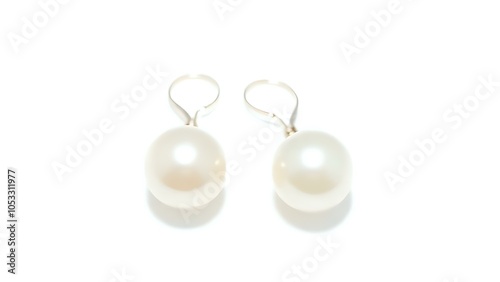 Pearl Earrings on White Background