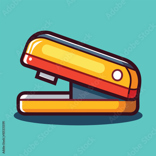 Yellow stapler with a red accent, perfect for any office or school desk.