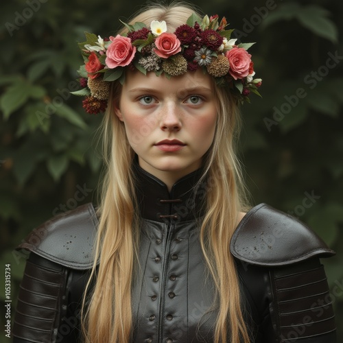 Medieval girl knight. photo