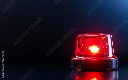 Red emergency light flashing on a dark background, symbolizing urgency and alertness. photo