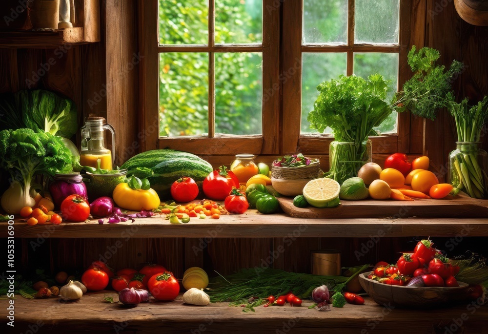 vibrant colorful ingredients beautifully arranged exquisite culinary dish preparation showcasing freshness variety, artistry, cuisine, colors, vegetables