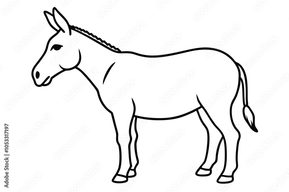 Simple line art of a donkey Simple line art of a donkey
