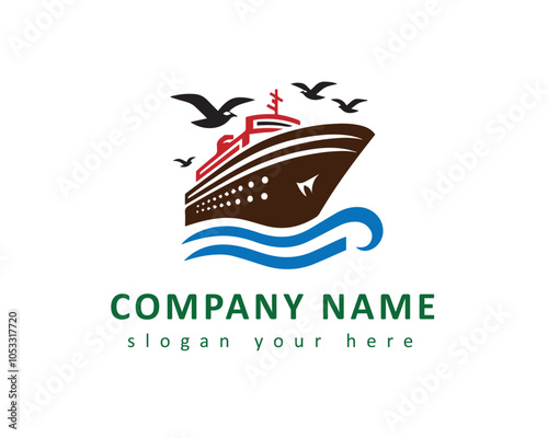 A ship logo symbolizes exploration and journey, perfect for brands that value adventure and