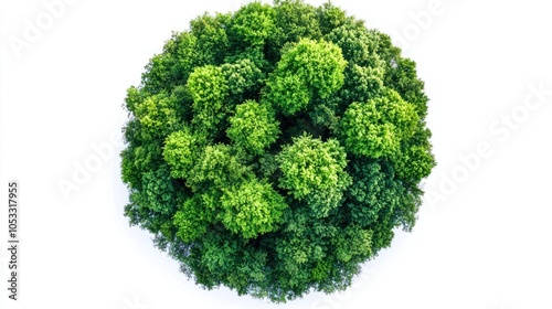 Green trees in the forest isolated on white background