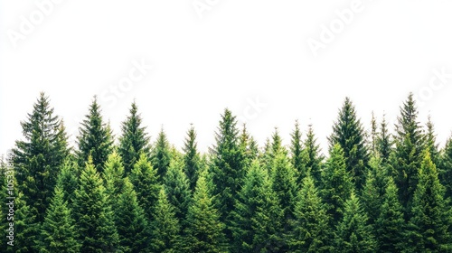 Green trees in the forest isolated on white background