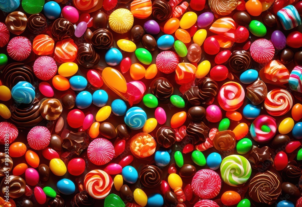 Fototapeta premium vivid close colorful confectionery candies featuring bright diverse eye catching patterns sweet visual treat, rainbow, lgbtq, lgbt, pride, love, equality