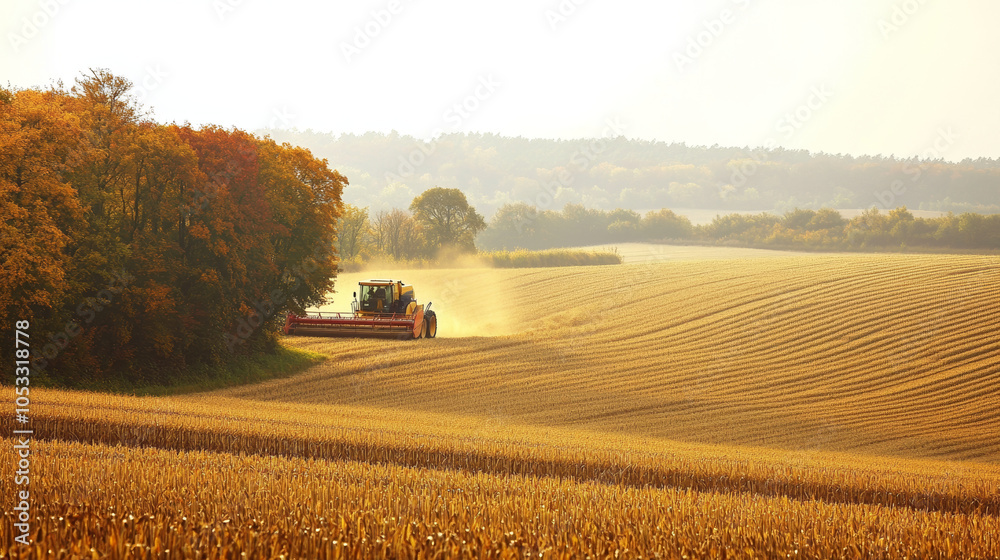 Naklejka premium tractor in the field