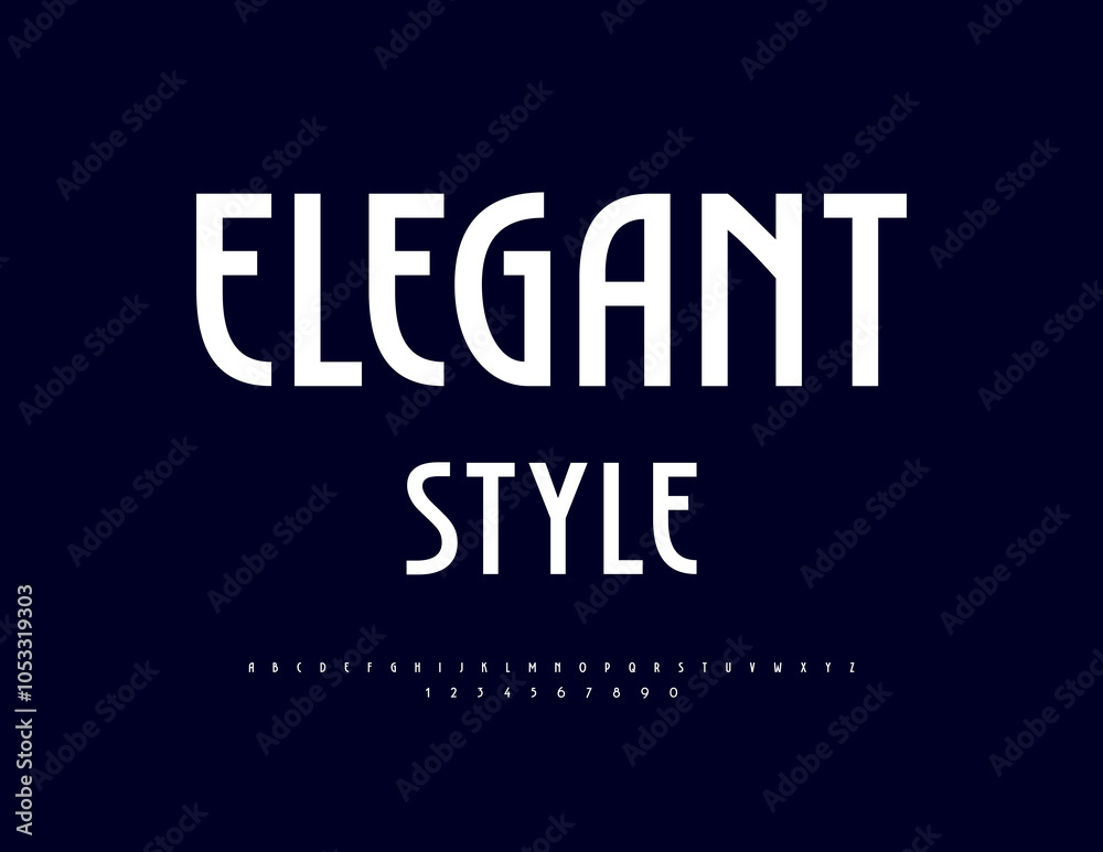 Obraz premium Vector Elegant Style Alphabet set. Stylish White Font. Modern Letters and Numbers