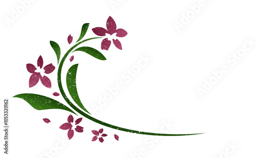 The symbol of stylized red flowers.