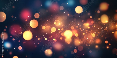 A vibrant, blurred background with colorful bokeh lights creating a festive atmosphere.