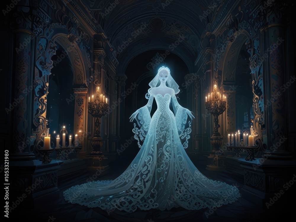 Ghostly Figure in a Grand Hall Ghostly Figure in a Grand Hall