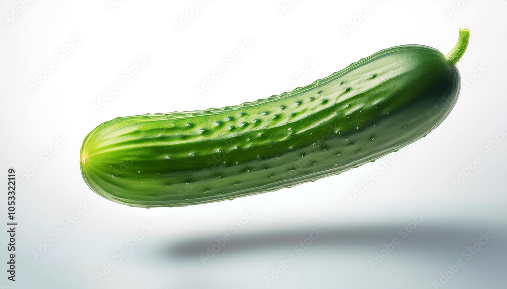 Cucumber floating or flying isolated white background Cucumber floating or flying isolated white background