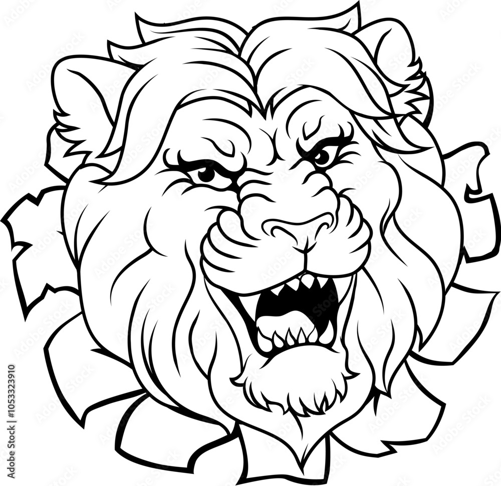 A lion sports team cartoon animal mascot A lion sports team cartoon animal mascot