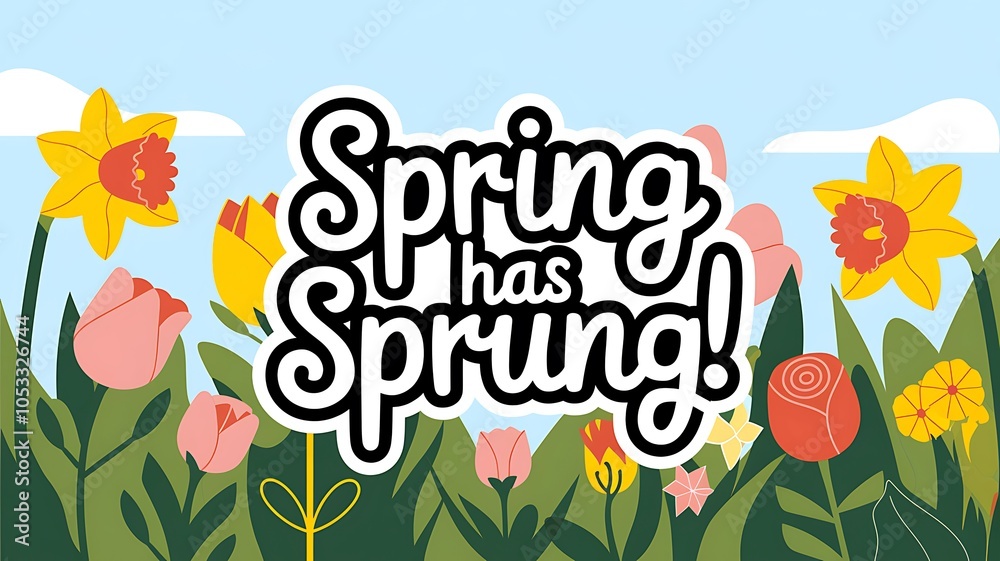 Spring Has Sprung! Flower Garden Illustration
