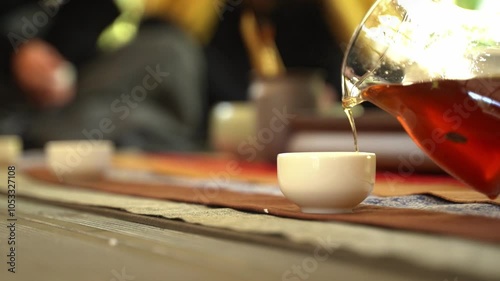 Tea ceremony. Chinese Tea Tasting Ceremony with Master. Traditional Chinese Hot Drink