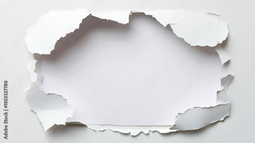 Textured abstract background, white paper with torn and ripped edges for design elements Textured abstract background, white paper with torn and ripped edges for design elements