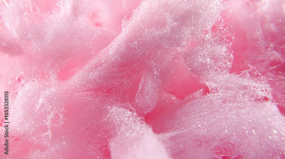 Fototapeta premium Close-Up of Fluffy Pink Cotton Candy with Sugar Crystals