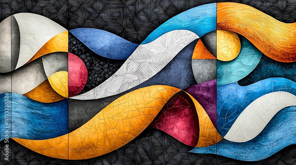Fototapeta premium Vibrant abstract waves a colorful journey through curves and textures in modern art expression