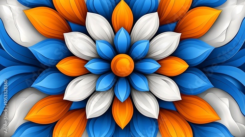 Wallpaper Mural Vibrant floral design a colorful exploration of abstract petals and leaves in blue orange and white tones for artistic inspiration Torontodigital.ca