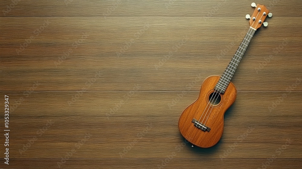 Fototapeta premium Melodious invitation, a wooden ukulele awaits its musical 
