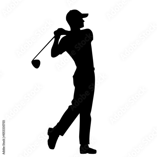 Male golf player silhouette, golfer silhouette 