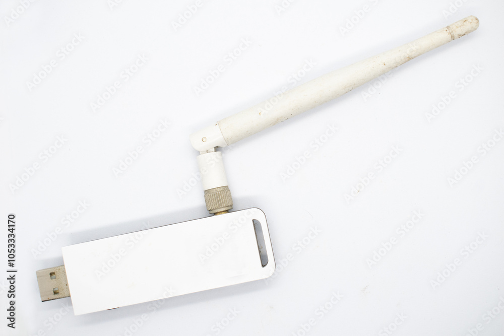 Wireless USB, tool for connecting internet signal to laptop or computer isolated on white background. Wireless USB, tool for connecting internet signal to laptop or computer isolated on white background.