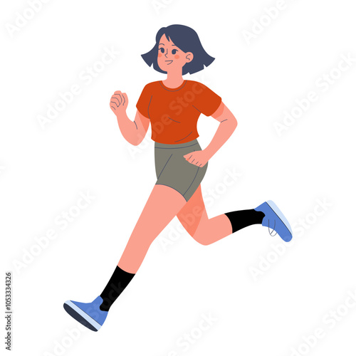 young woman running illustration