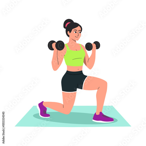 illustration of woman exercising with dumbbells