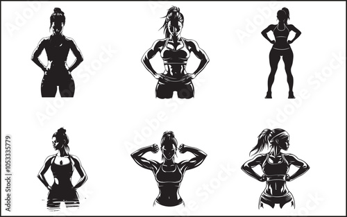 A GAL WORKING OUT BLACK VECTOR SILHOUETTE