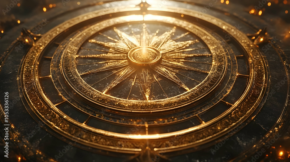 Fototapeta premium Golden Compass 3D Illustration