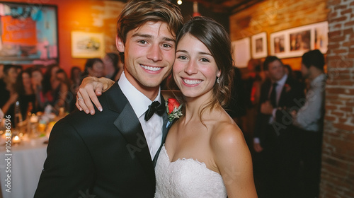 Photo of a bride and groom at a wedding