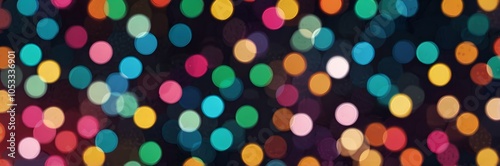 abstract background with colorful bokeh lights in black night backdrop