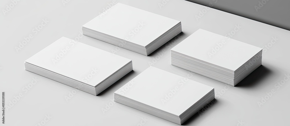 Four blank business cards mockup on a white background. Four blank business cards mockup on a white background.