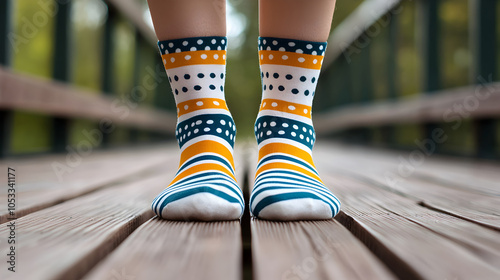 Colorful Mismatched Socks with Dots and Stripes