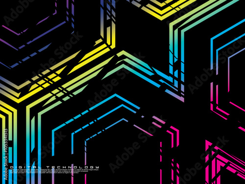 Futuristic dark background digital technology, cyber nano information, abstract communication, future technology data innovation, internet network speed connection.