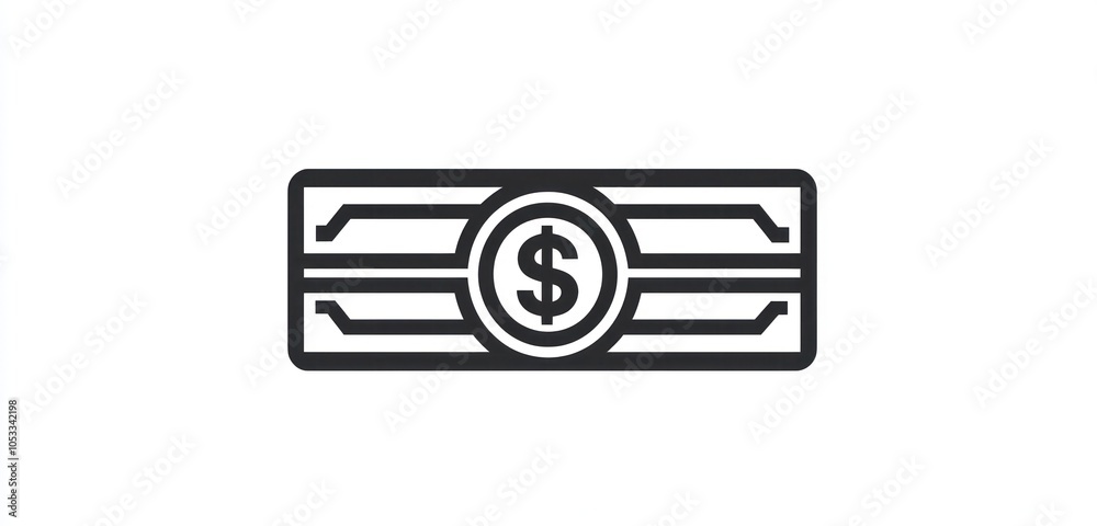 Sleek line icon representing money, designed for financial transactions. Sleek line icon representing money, designed for financial transactions.