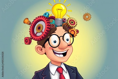 Wallpaper Mural Businessman with Light Bulb and Gears Torontodigital.ca