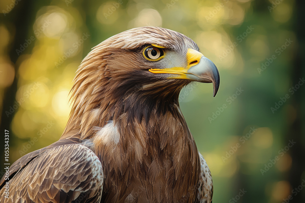 Obraz premium Majestic Close-Up Portrait of a Steppe Eagle - Stunning Image of a Powerful Bird of Prey