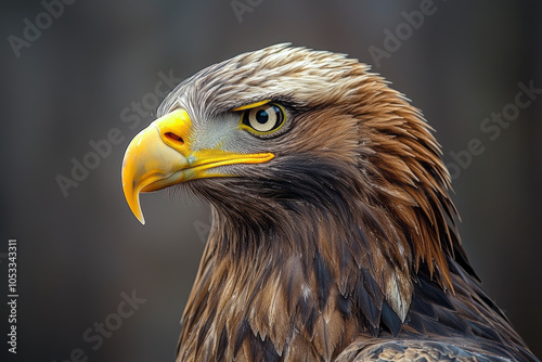 Majestic Close-Up Portrait of a Steppe Eagle: Stunning Bird of Prey in Focus