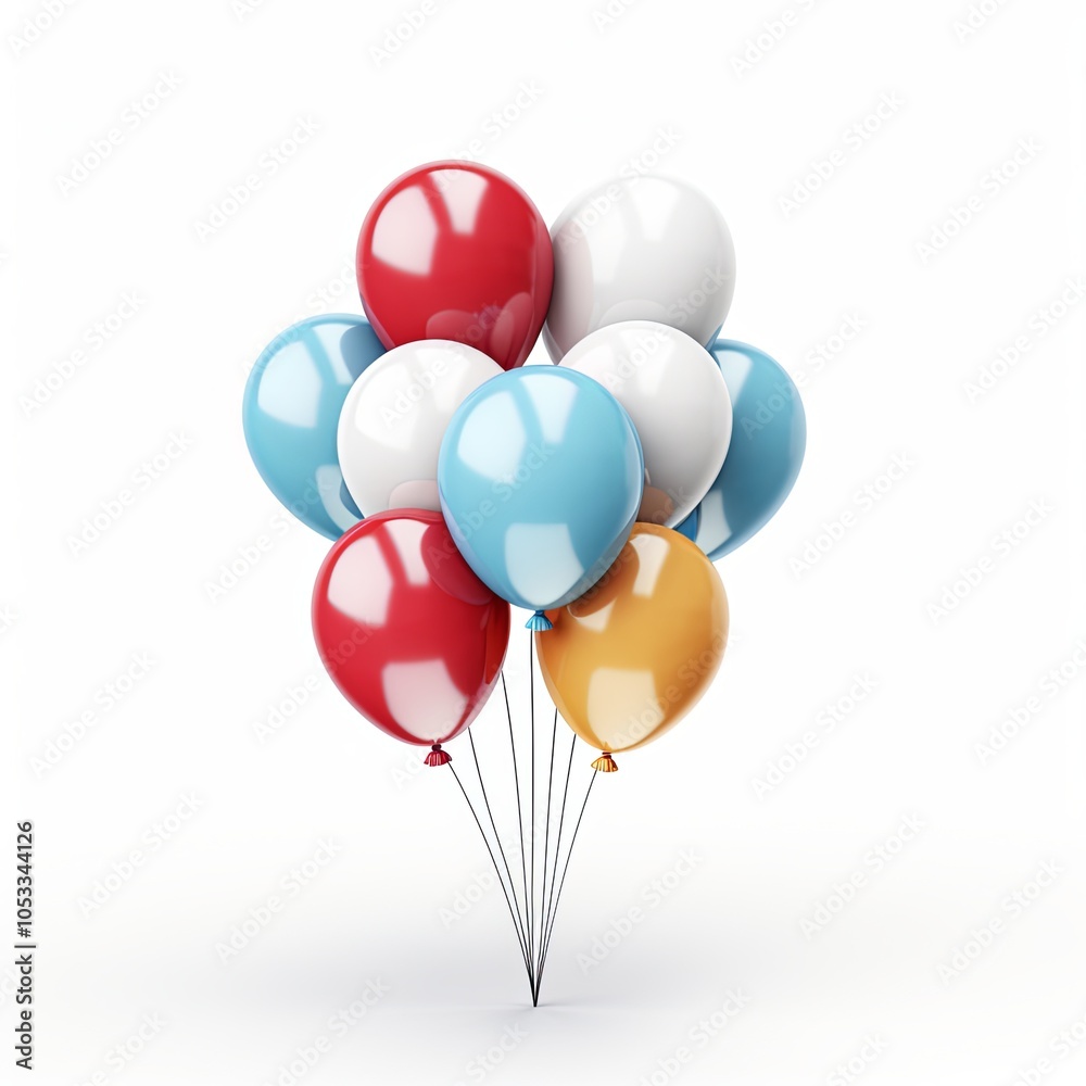 Colorful Balloons Floating in White Space Colorful Balloons Floating in White Space