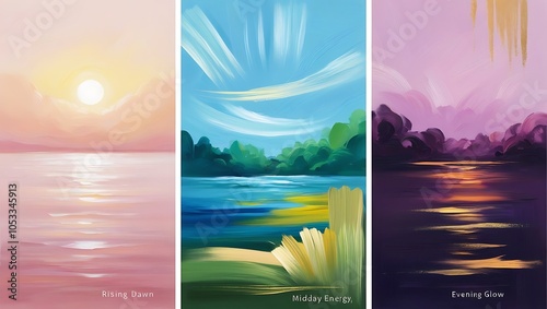 Oil art Set of three modern 3D wall art panels

